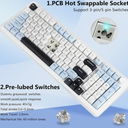 E-YOOSO Wireless Mechanical Keyboard, Creamy Sound, Bluetooth/2.4GHz/USB-C Hot Swappable Custom Gaming Keyboard, Pre-lubed Linear Switches, RGB Backlit, Knob Control for PC/Tablet/PS/Xbox