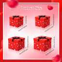 Epakh 4 Pcs Square Nesting Boxes Decorative Gift Boxes with Lids Black Red Hearts Assorted Sizes for Anniversary, Birthday, Wedding, Bridal Shower Party Gifts(Classic)