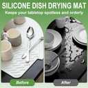 Silicone Drying Mat, 23"X17" With Built-in Drain Lip,Heat-Resistant,Eco-friendly,Hygienic Drying Pad,Leak-Proof and Non-Slip,Silicone Dish Drying Mat for Kitchen Counter or SinkWhite 23X17
