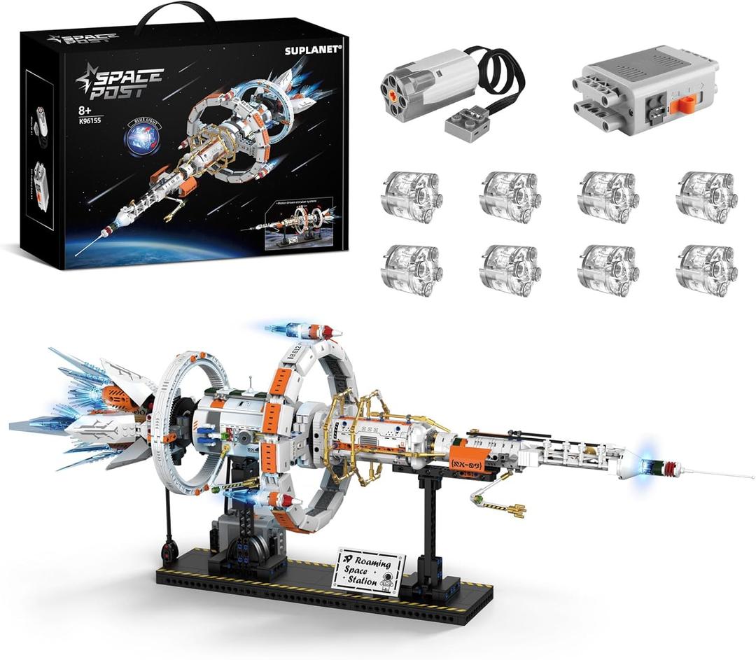 Space Station Spaceship Building Block Set with LED Lights, Exploration Station Model Building Kits with Display Stand, STEM Engineering Gift for Kids, Adults & Space Fans (1583 PCS)