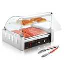 VEVOR Hot Dog Roller, 30 Hot Dog Capacity 11 Rollers, 1800W Stainless Steel Cook Warmer Machine w/Cover & Dual Temp Control, LED Light & Detachable Drip Tray, Sausage Grill Cooker for Kitchen Canteen | 1800W, Stainless Steel, Cover & Dual Temp Control, LED Light & Detachable Drip Tray, Sausage Grill Cooker