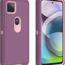 for Motorola Moto One 5G Ace Case, Defender Case Soft TPU Hard PC Heavy Duty Shockproof Dustproof 3 in 1 Phone Cover for Moto One 5G Ace 2021 (Pink/Maroon)