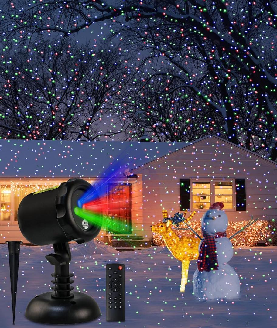 Christmas Projector Lights Outdoor, 3 Color Laser Light Projector,Waterproof Firefly Lights Show with Remote Control for Christmas, Home Decor,Christmas Gift, Wedding, Party, Garden (Black)