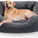INVENHO Large Dog Beds Large Sized Dog Washable, Orthopedic Warming Soft Sleeping Puppy Bed Durable Pet Bed with Anti-Slip Bottom L(35"x25"x10") (Dark Grey)