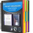 HABGP 24 Pocket Plastic folders with Pockets, 12 Colors Multi Pocket Folder Binder with Dividers, Office Organizer Folder Letter Size School Supplies