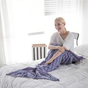 Mermaid Tail Throw Blanket Soft Mermaid Sleeping Bag Hand Crochet Mermaid Blankets for Teen Girls Women, Purple 71 * 39.4 in