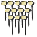 Solar Spot Lights Outdoor Waterproof IP65, 12 Pack Landscape Spotlights with 46 LEDs, 3 Modes Auto On/Off Solar Powered Flood Lights for Outside Pathway, Yard, Garden, Walkway (Warm White)