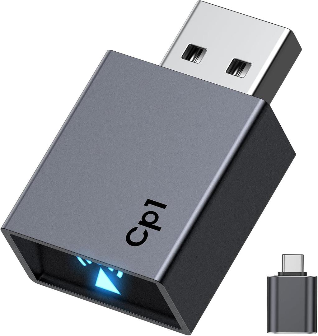 Wireless CarPlay Adapter for iPhone 2026 Upgrade - Plug & Play Convert Wired to Wireless Compatible with Cars 2016+, iOS 10+ (USB A/USB-C) (Grey)