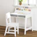 UTEX Wooden Kids Desk and Chair Set with 2 Fabrics Drawers for Study Room