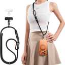 TORRAS Phone Lanyard with Hanging Loops, Adjustable Anti Theft Phone Strap Crossbody for iPhone 17 Pro Max,Skin-Friendly,2 Tabs, Universal Cell Phone Neck Lanyard for Daily & Outdoor Activities, Black