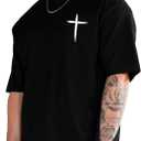 Men's Plus Size Graphic Print Round Neck Tee Short Sleeve Regular Fit Pullover T Shirt Streetwear (4X-Large, Black)