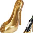 High Heel Wine Bottle Holder, Shoe Wine Rack Holder, Display and Storage Accessories for Kitchens, Restaurants, and Bars, for Friends, Family, or Wine Collectors (Gold)
