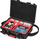 STARTRC PHOTO Mini 4 Pro/Mini3 Case, Portable Waterproof Hard Case for DJI Mini 3 Pro//Mini4 pro Accessories for RC2/RC Controller, 7 Battery (Black and Red)