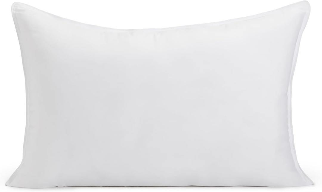 AmazonDown Alternative Bed Pillow, Medium Density for Back and Side Sleepers, Queen - Pack of 2, White, 30 in L x 20 in W