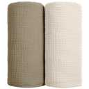 lulumoon Muslin Swaddle Blanket Baby - Cotton Swaddling Blanket Soft Baby Receiving Blankets Neutral 2Pack(Olive)