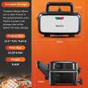 FOHERE Sandwich Maker 3 In 1 Waffle Maker With Removable Plates,1200W Grilled Cheese Maker, 5-gear Temperature Control, Non-stick Coating Easy to Clean, Indicator Lights, Silver/Black