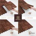 9Pcs Acacia Wood Interlocking Patio Deck Tiles, 12 x 12 x 0.9 Inch Outdoor Flooring, Waterproof for All-Weather Use Crossed, Dark Brown