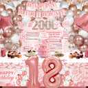 Pink 18th Birthday Decorations - 103 Pcs Happy 18 Year Old Birthday Decorations for Girls Balloons Garland Arch Kit Banner Backdrop Hanging Swirls Tablecloth Cake Cupcake Toppers Sash Supplies