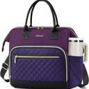 LOVEVOOK Lunch Bag Women, Insulated Adult Lunch Box for Women Work, Wide Opening Leakproof Cooler Tote Bag for Office Campus Picnic Beach with Shoulder Strap, Loncheras Para Mujer with Cup Holder (Large16L, Dark Purple-Black)