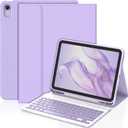 KBCASE for iPad Air 11 inch (M3/M2) 2025/2024 Case with Keyboard, Keyboard Case for iPad Air 5th/4th Gen/for iPad Pro 11 2018, Detachable Wireless Keyboard, with Pencil Holder(Purple)