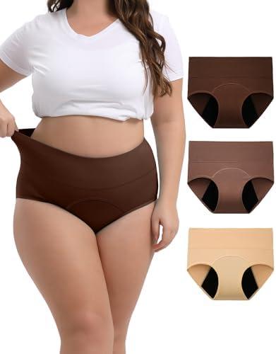 Period Underwear for Women High Waisted Leak-Proof Postpartum Menstrual Panties 5-Pack L