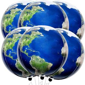 KatchOn, Large Globe Balloons Set - 22 Inch, 6 Pieces | 360 Degree 4D Earth Balloons, Travel Themed Party Decorations | World Balloon for Earth Day Decor | Graduation Decorations 2025