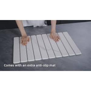 Stone Dish Drying Mat for Kitchen Counter, 24''×15'' Dishes Drying Matt Kitchen Counter, Absorbent Diatomaceous Earth Bath Quick Dry Mats for Tableware, Bottles and Cup(White Marble)