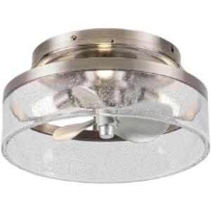 12.6 in. Indoor Stain Nickel Flush Mount Caged Ceiling Fan with Remote Control and DC Motor, Light Bulbs Included MD-F8299110V