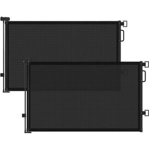 Retractable Baby Gates 2 Pack, 55" Wide Mesh Dog Gate Indoor, 34" Tall Gate for Stairs Doorways Hallways Deck, Child Pet Safety Gate for Indoor Outdoor Home Use, Black