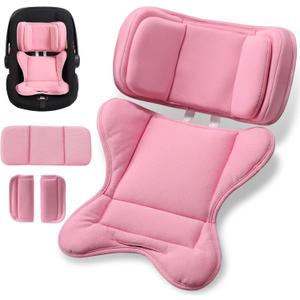 TinlyFinly Infant Insert Compatible with Doona, Graco, Britax, Chicco, Evenflo Car Seat, Adjustable Baby Head Body Support Cushion for Newborn to Toddler, Fits Infant Car Seat and Stroller (Pink)