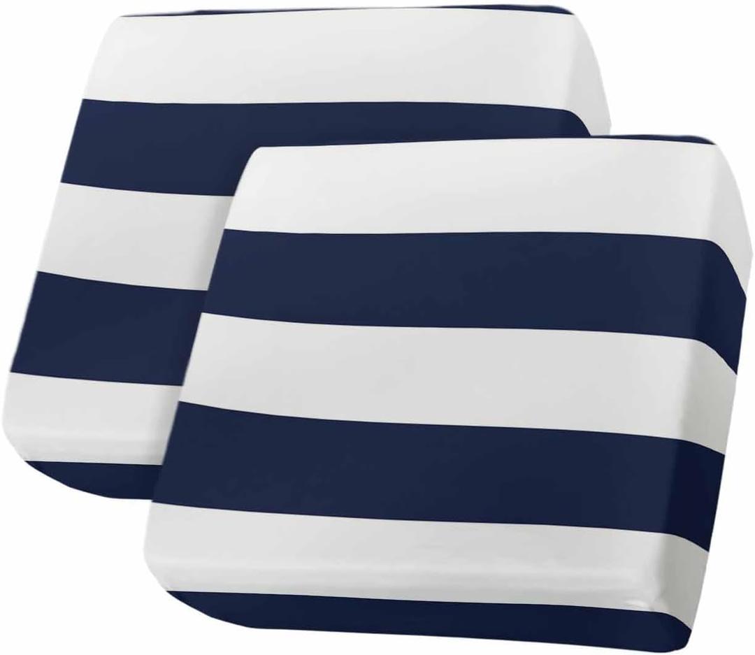 Navy Blue White Striped Southwest Couch Cushion Covers Stretch Fitted Individual Sofa Slip Covers for 2 Seat Cushion Couch Sofa Slipcovers for Sectional T Chair(2pcs, Farmhouse Stripe Modern Art)
