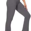 DINNAPE Flare Leggings for Women - No Front Seam High Waisted Tummy Control Ribbed Leggings Comfy Athletic Yoga Pants L