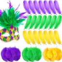 450 Pcs Mardi Gras Feathers Colorful Feathers for DIY Crafts Mardi Gras Supplies 5.7 Inch Green Gold Purple Feathers Bulk Colorful Feathers Craft for Mask Mardi Gras Party Decorations Carnival Costume