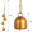 Vintage Gold Metal Bells with Jute Hanging Rope, Decorative Cow Chimes for Weddings, Parties, Christmas Wreaths & Home Dcor  Handmade Iron Bells Set