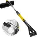 31.5" Snow Brush & Ice Scrapers for Car Windshield, 360 Pivoting Brush Ice Scraper with Comfortable Foam Grip, 3-in-1 Detachable Extendable Snow Removal Tool for Cars Trucks SUVs (Yellow)