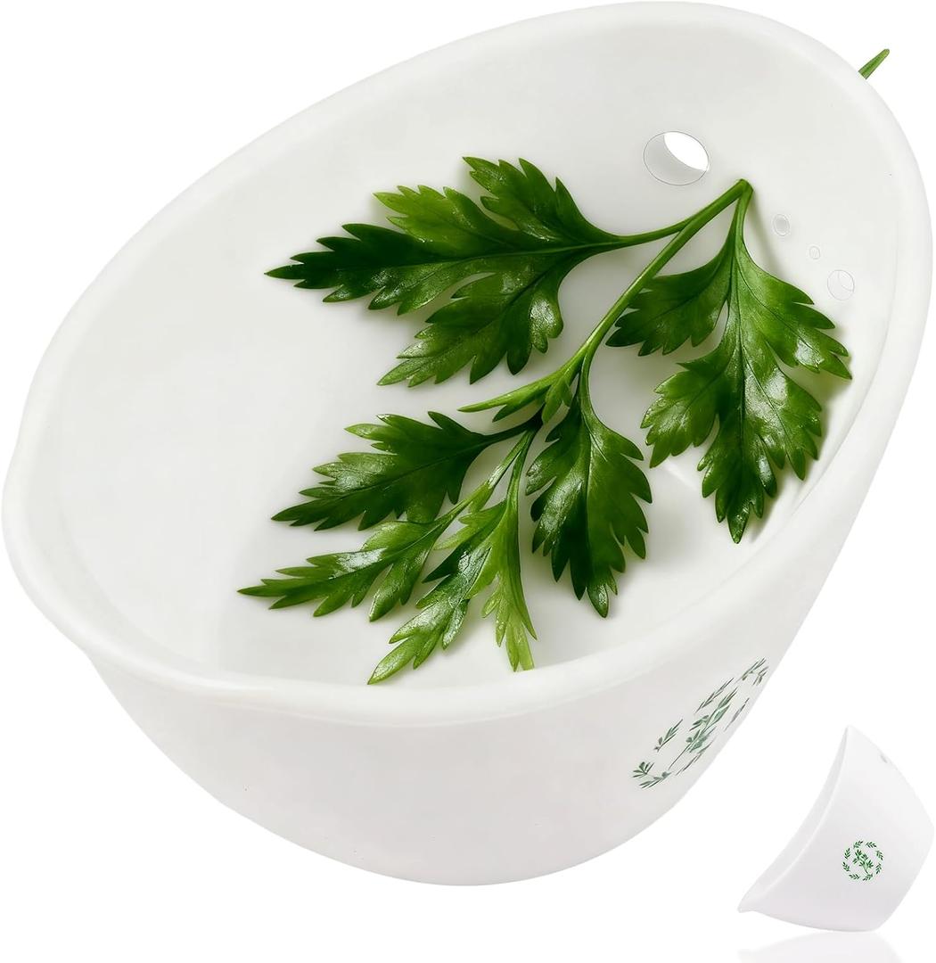 2 x Herb Stripper Bowl with Foldable Spoon: Food-Grade Silicone Herb Stripper Tool with 304 Stainless Steel Spoon, Dishwasher Safe - Suitable for Parsley, Basil, Rosemary, Thyme & Mint