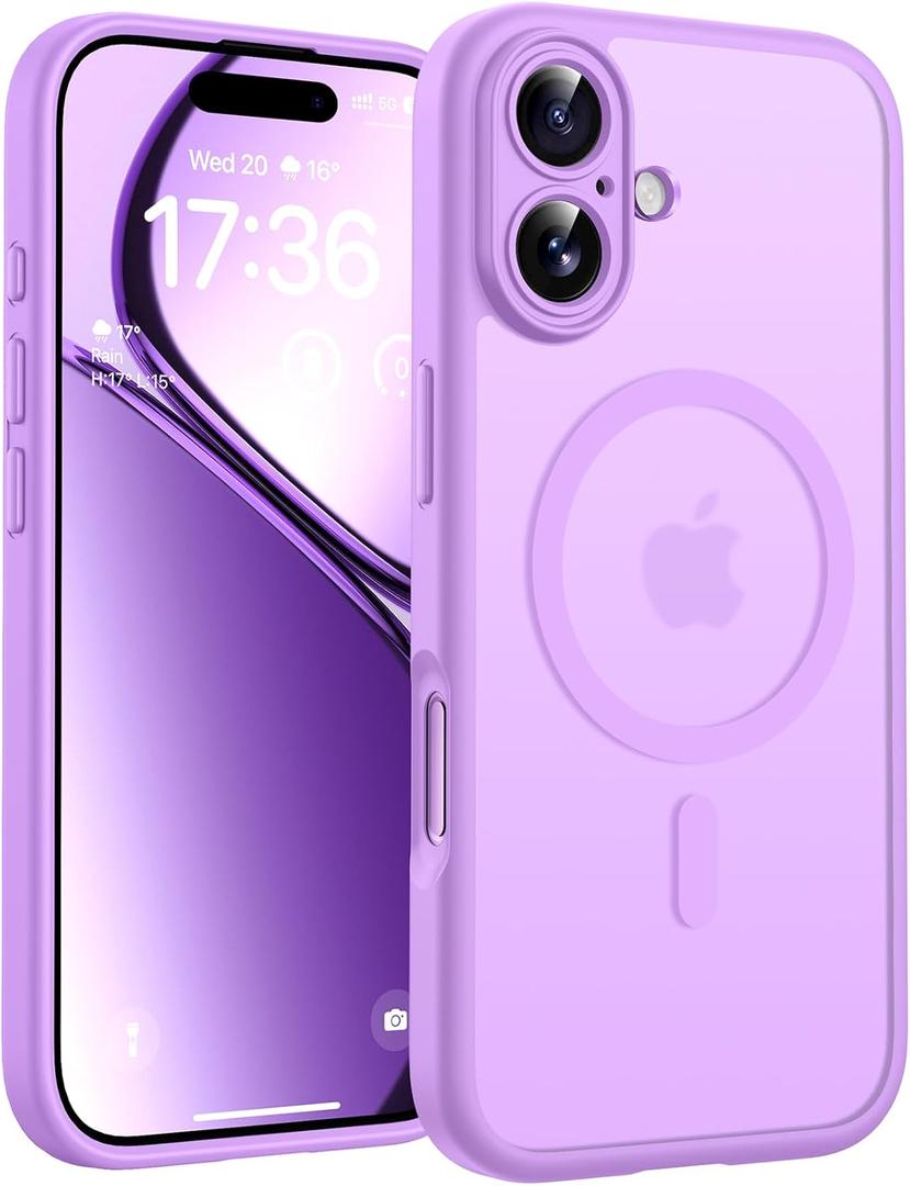 TOCOL for iPhone 17 Case, Full Camera Protection, Built-in Magnetic Ring, Compatible with Magsafe Charger, Drop Protection, Translucent Matte Phone Case for iPhone 17 6.3 inch (Light Purple)