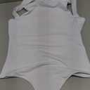 REORIA Butsmooth Womens Sexy Sleeveless Square Neck Double Lined Basic Bodysuit Tank Tops (Medium, White)