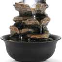 WICHEMI Tabletop Fountain Warer Fountains Indoor Waterfall Fountain Indoor Relaxing Water Feature Meditation Fountains with LED Light for Home Office Bedroom Decor (Style 5)