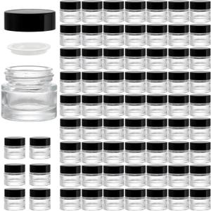 Coloch 70 Pack 10ml Thick Glass Jars with Airtight Lid, Clear Round Lip Balm Container Tiny Sample Jar for Cosmetics, Lotion, Cream, Makeup, Samples, Wax, Skincare, Travelling, Retail Store