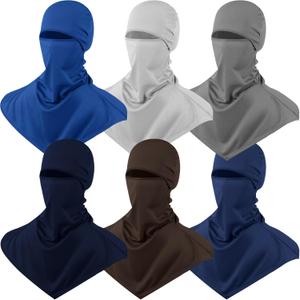 Syhood 6 Pieces Balaclava Face Cover Breathable Long Neck Covers Summer Neck Protector for Men Sun Protection (One Size, Dark Colors)