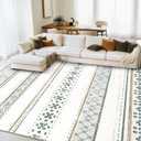 8x10 Washable Area Rugs for Living Room Boho Bedroom Rug Green/Brown