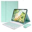 Keyboard Case for iPad 11th(A16)/iPad 10th Generation 2022 with Mouse Detachable Wireless Bluetooth Keyboard Pencil Holder Slim Leather Cover for iPad11/iPad10, Green