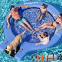 FBSPORT 8FT Inflatable Water Hammock Round Floating Ring with Boat Ramp