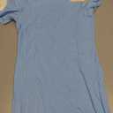 LessonZoo Girl's Short Sleeve Dress Ribbed Crewneck Bodycon Mini Pencil Dress Teen Party Dance Summer Slim Fit Clothes(Light Blue,9-10 Years)