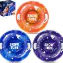 3 Pack 36" Snow Tubes - Inflatable Snow Sled for Kids & Adults, Heavy Duty Sled for Teens Snow Sledding with Hard Bottom & Handles, Winter Snow Toys Gifts for Outdoor Family Tubing Fun