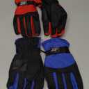 SATINIOR 2 Pairs Kids Waterproof Winter Snow Gloves Ski Gloves for Boy Girl Outdoor Warm Thickening Snowboar (6-10 Years, Red, Blue)