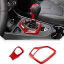 JeCar 2pcs Red Gear Shift Panel Shifter Knob Cover Trim Kit for 2014-2018 Jeep Cherokee Interior Accessories