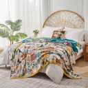 Boho Throw Blanket Farmhouse Decor Throw Blanket Bohemian Blanket for Bed 100% Cotton Muslin Woven Couch Blanket All Seasons Quilt Bedroom (Beige, 60"x80")