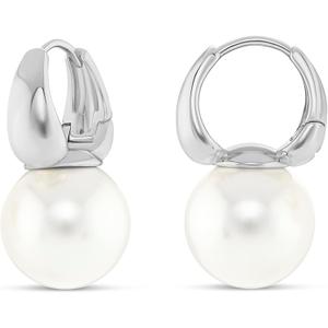 Amazon Essentials Hoops with Pearls (Silver)